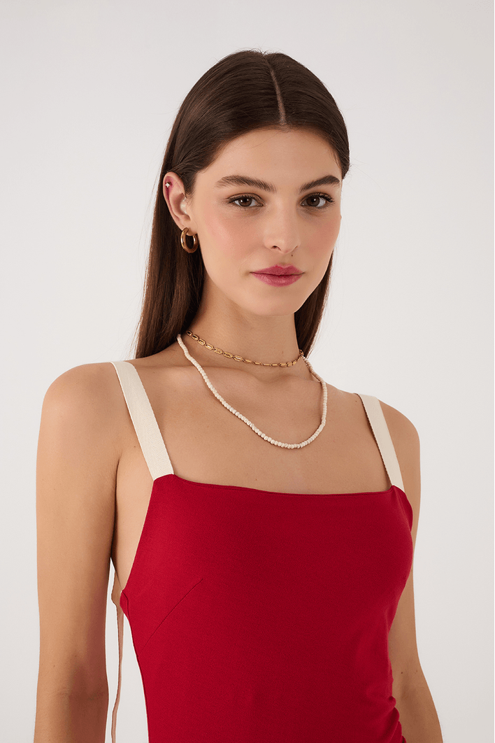 Vestido Cropped Franzido Lateral