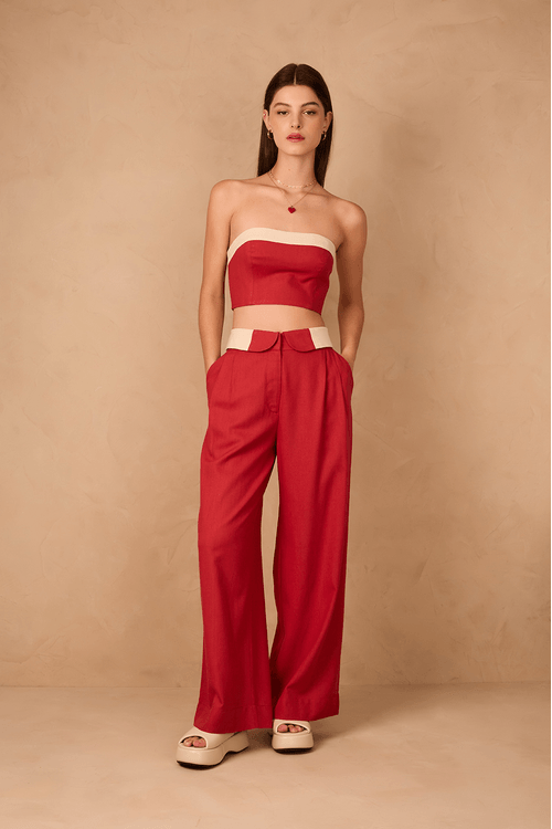 Calça Linho Cós Dobrado