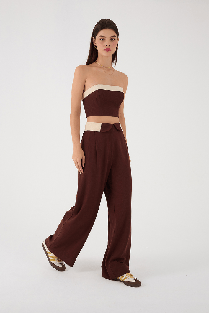 Calça Linho Cós Dobrado