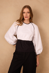 Blusa Algodão Bicolor Manga Raglan