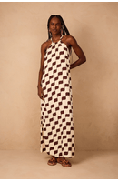 Vestido Longo Crepe Estampa Bossa Nova