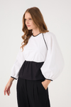 Blusa Algodão Bicolor Manga Raglan