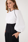 Blusa Algodão Bicolor Manga Raglan