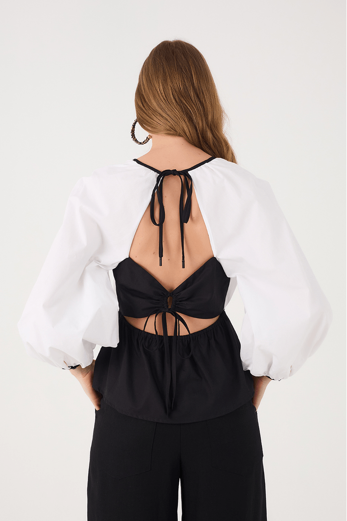 Blusa Algodão Bicolor Manga Raglan