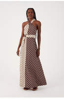 Vestido Longo Cinto Estampa Asa Delta