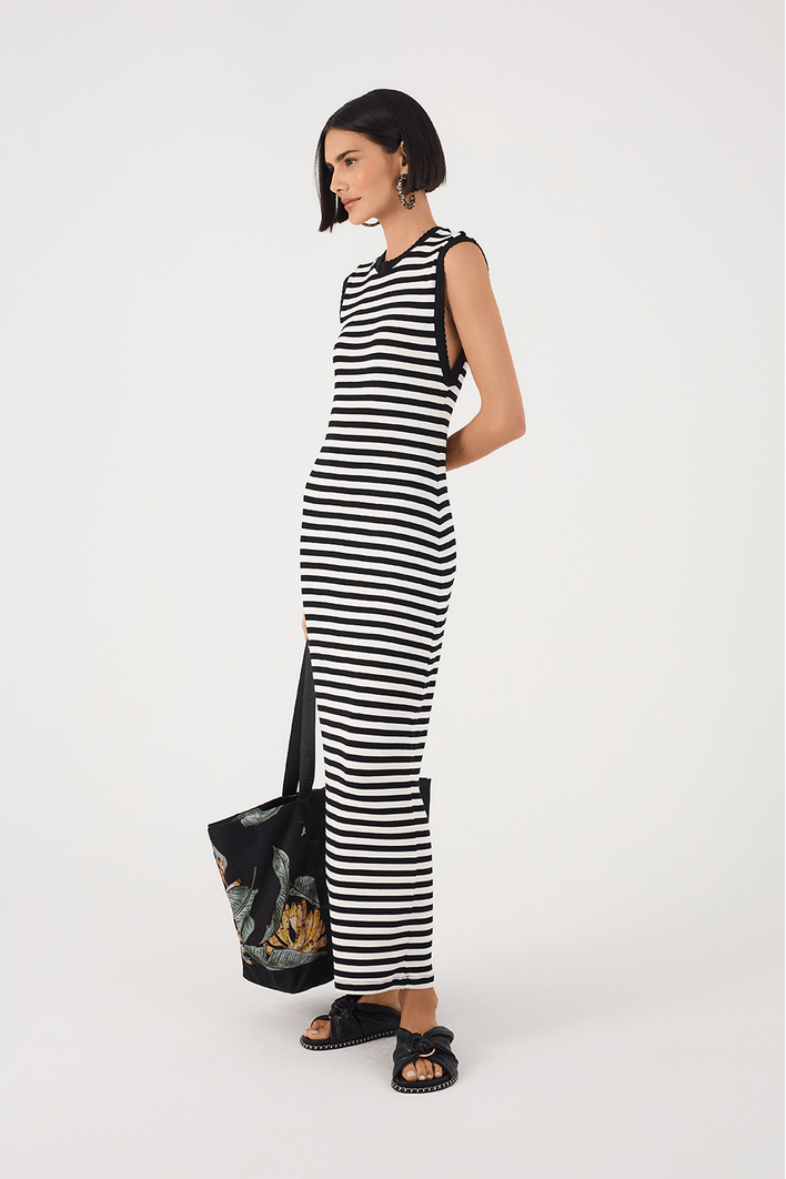 Vestido Estampa Listra P/b