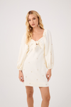 Vestido Curto Linho Bordado Lurex Sol