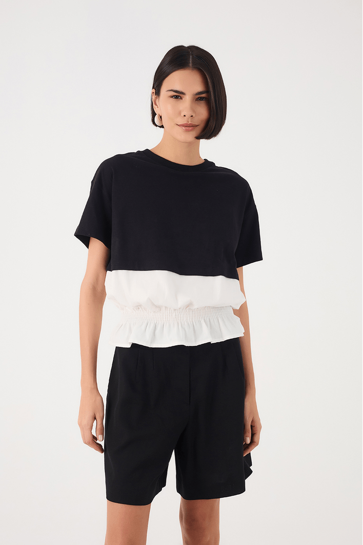 T-shirt Com Tecido Franzido