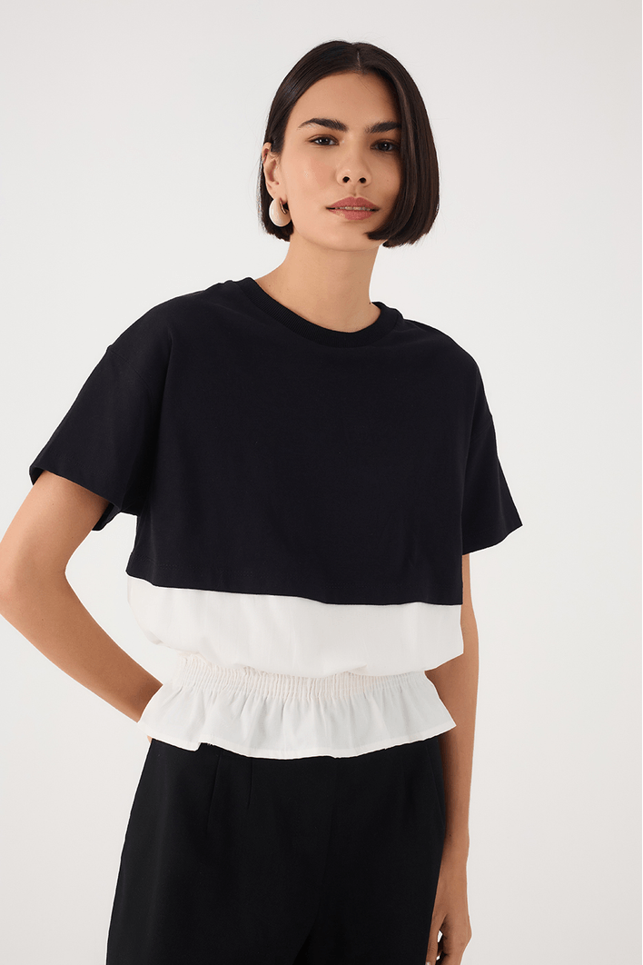 T-shirt Com Tecido Franzido
