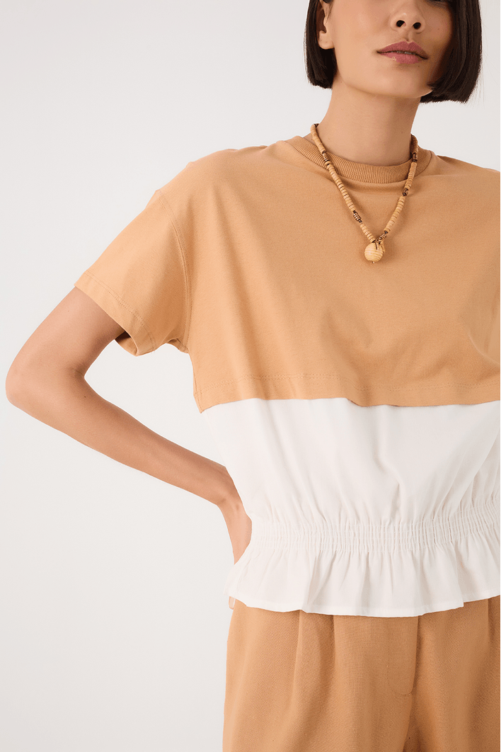 T-shirt Com Tecido Franzido