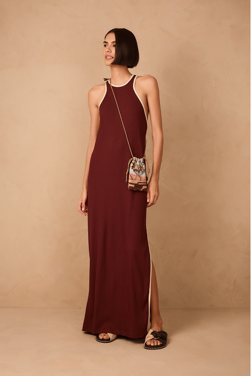 Vestido Nadador Canelado Com Viés