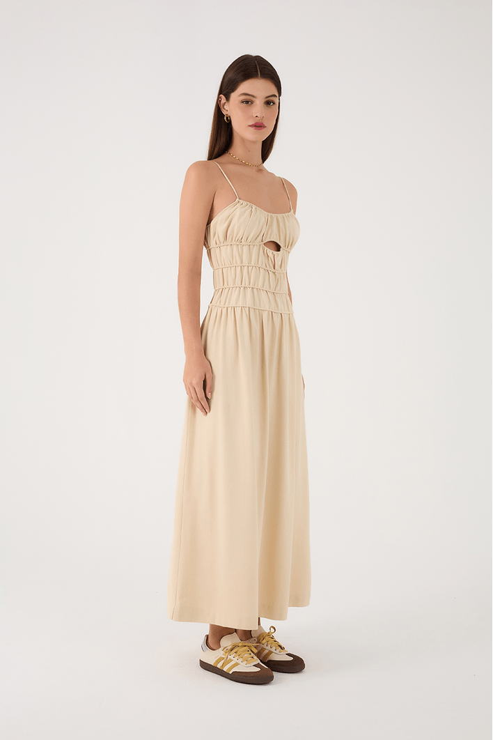 Vestido Cropped Linho Franzidos