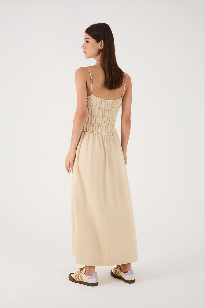 Vestido Cropped Linho Franzidos