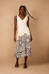Vestido Midi Linho Estampa Praia