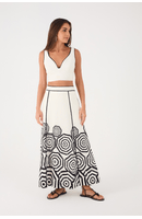 Saia Cropped Linho Estampa Praia