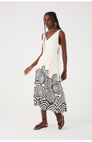 Vestido Midi Linho Estampa Praia