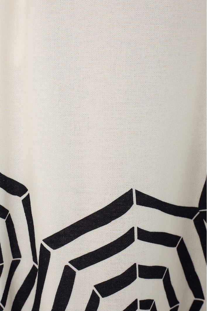 Vestido Midi Linho Estampa Praia