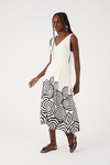 Vestido Midi Linho Estampa Praia