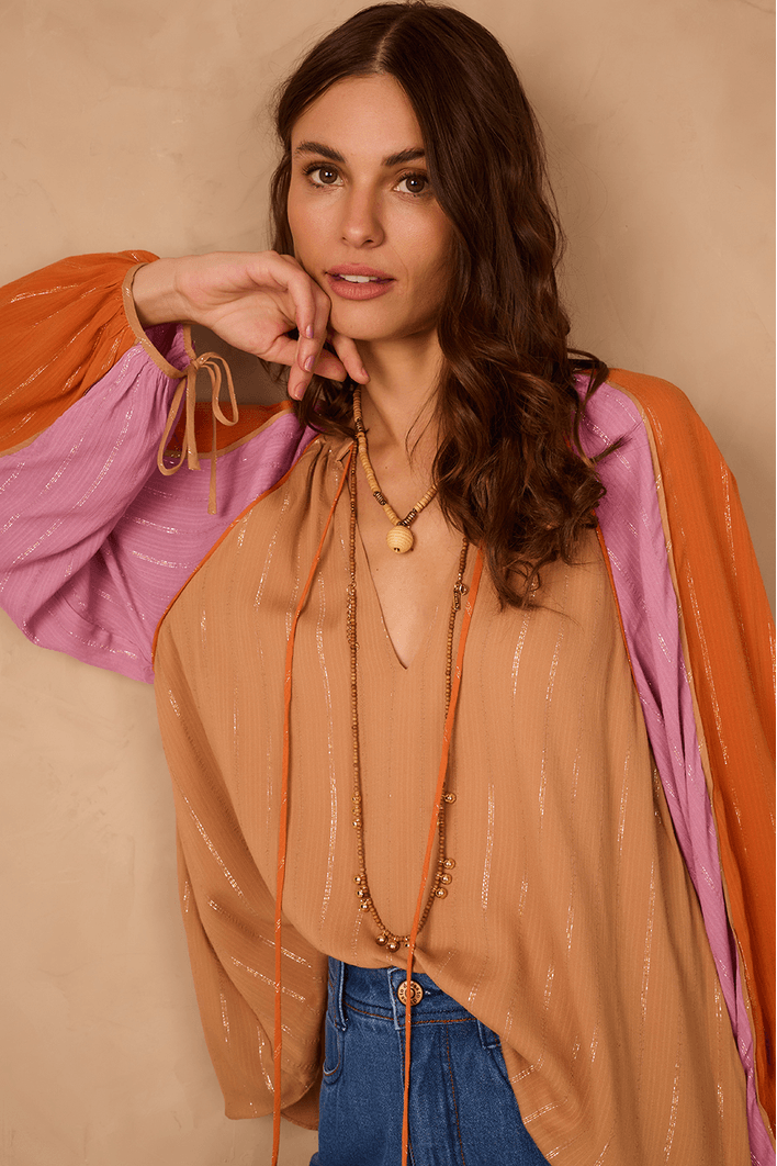 Blusa Bata Lurex Color