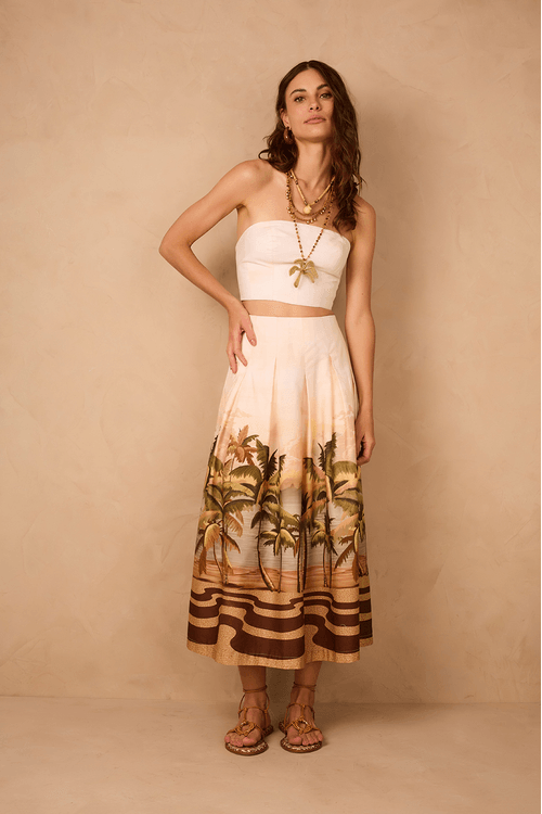 Conjunto Tricoline Estampa Fim de Tarde