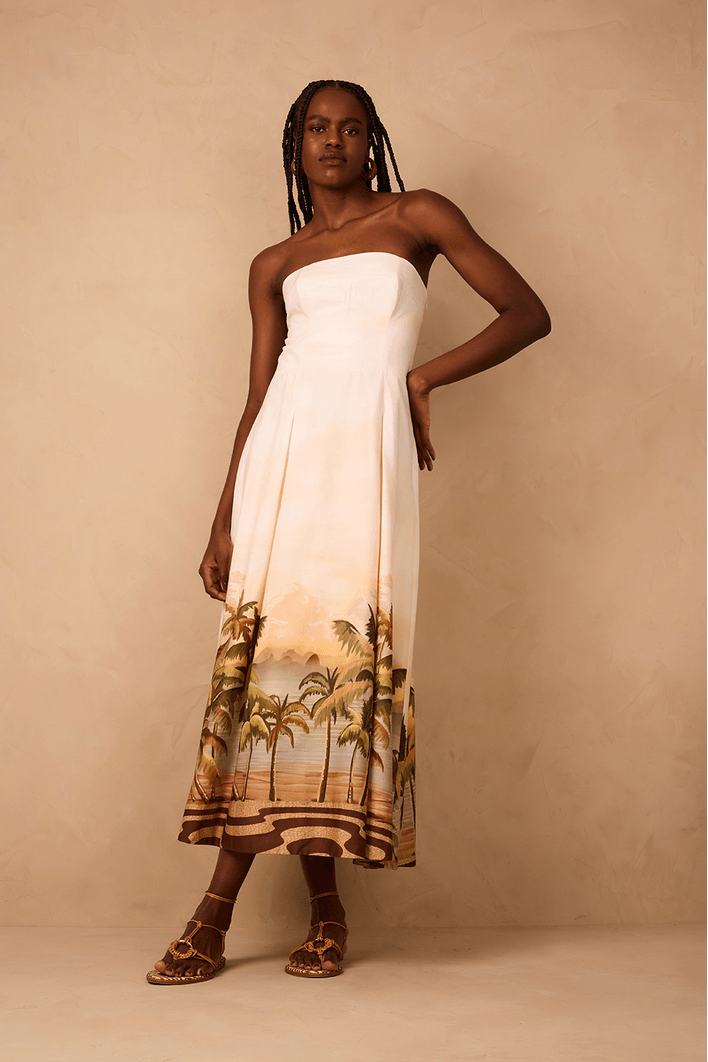 Vestido Midi Estampa Fim de Tarde