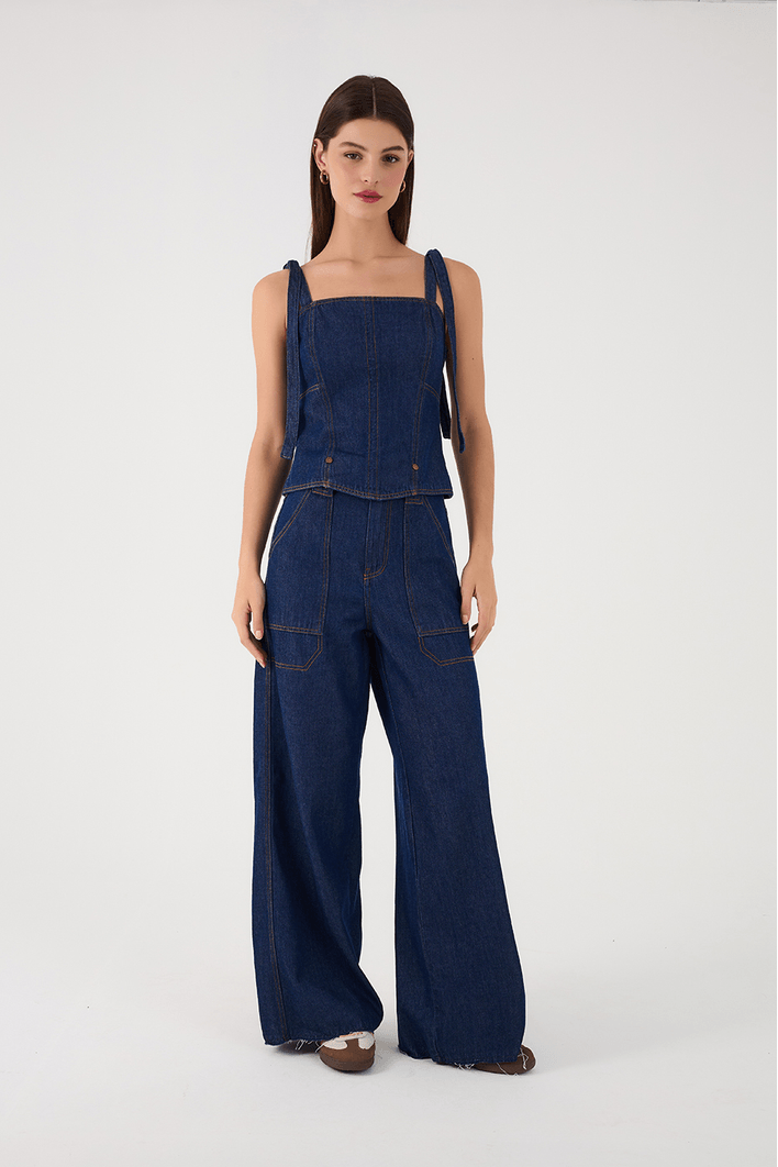 Macacão Jeans 3 Em 1 Amarração