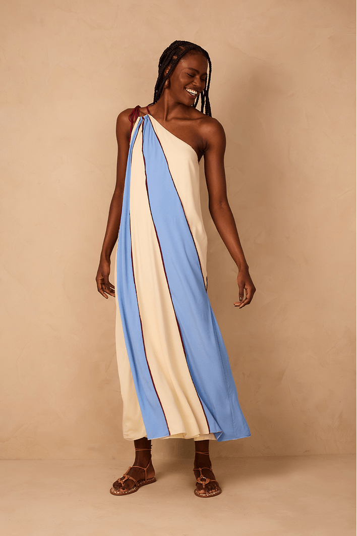 Vestido Crepe Recortes Color