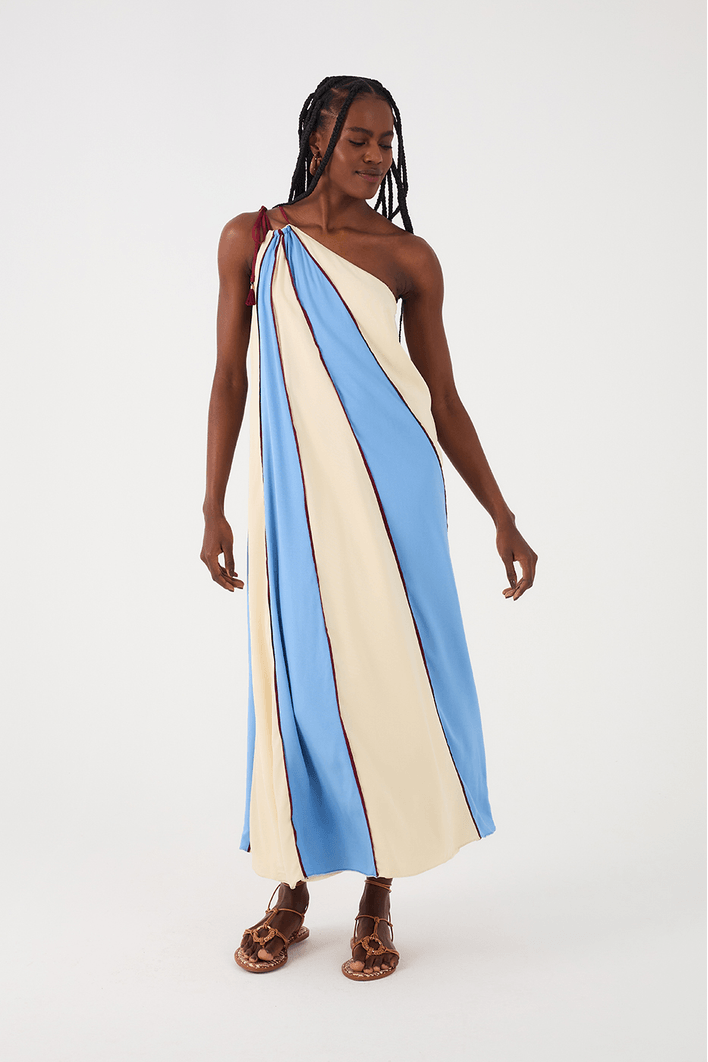 Vestido Crepe Recortes Color