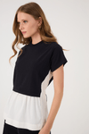 T-shirt Bata Malha Com Tecido