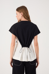T-shirt Bata Malha Com Tecido