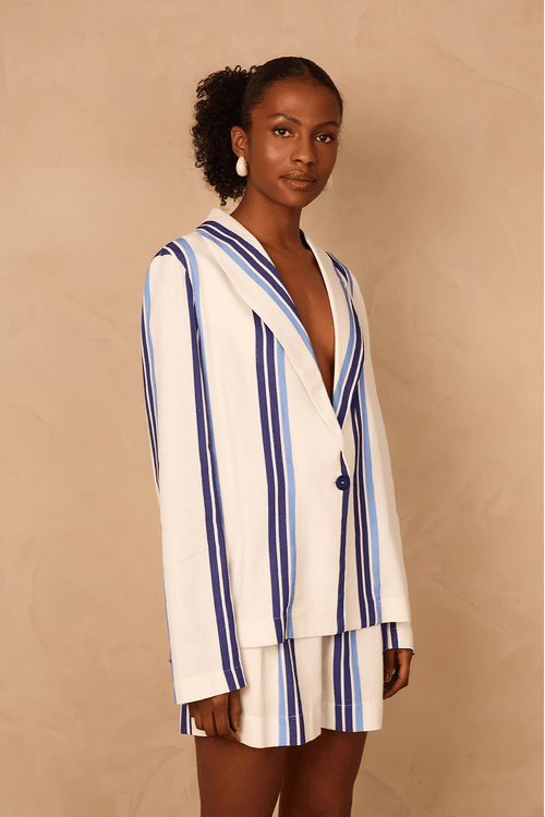 Blazer Linho Estampa Listra Joá