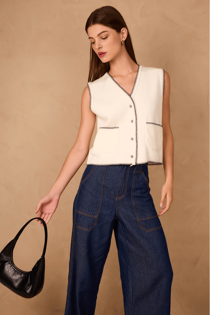 Colete Tricot Com Detalhe