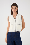 Colete Tricot Com Detalhe