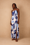 Vestido Longo Crepe Estampa Mosaico