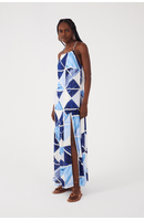 Vestido Longo Crepe Estampa Mosaico