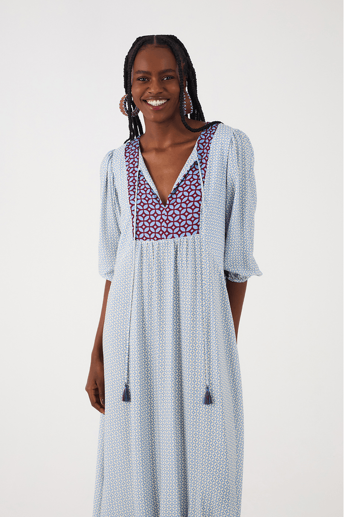 Vestido Boho Cropped Estampa Ladrilho
