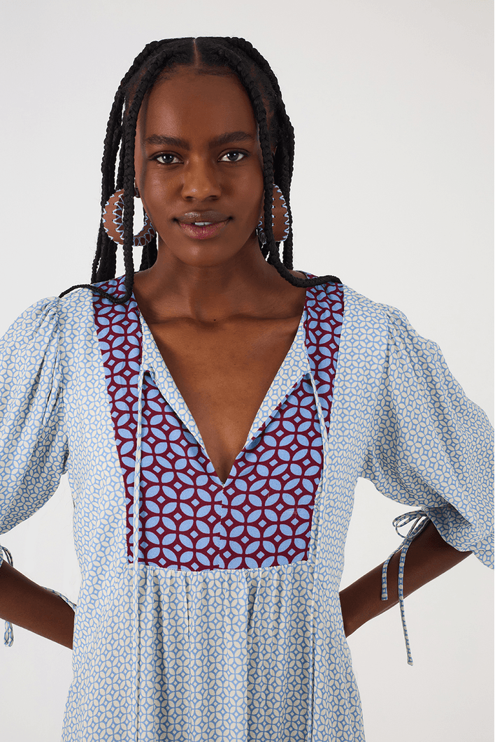 Vestido Boho Cropped Estampa Ladrilho