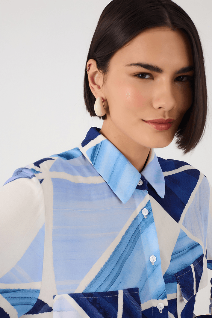 Camisa Crepe Estampa Mosaico