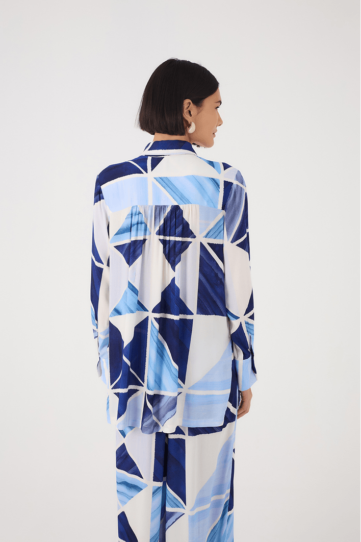 Camisa Crepe Estampa Mosaico