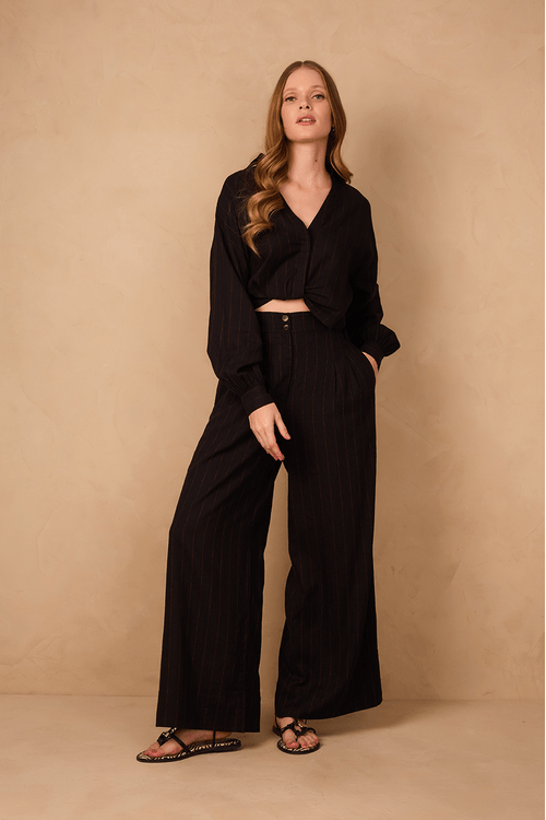 Calça Cós Elástico Listras