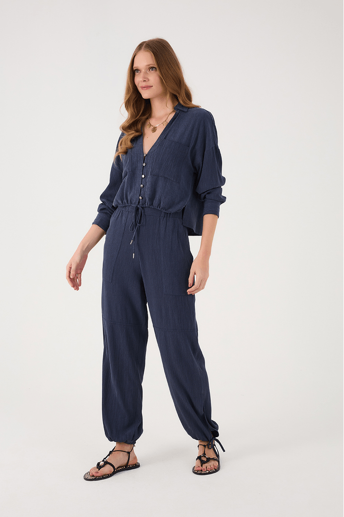 Calça Cós Elástico Recortes