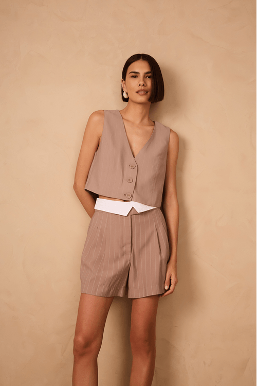Short Risca de Giz Pala Algodão