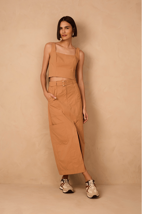 Saia Cropped Algodão Utilitária
