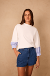 Blusa Com Manga Listra