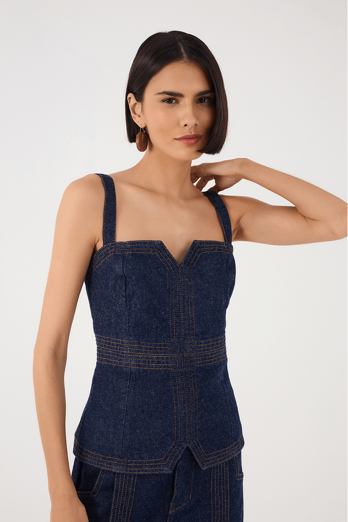 Corselet Jeans Pespontos