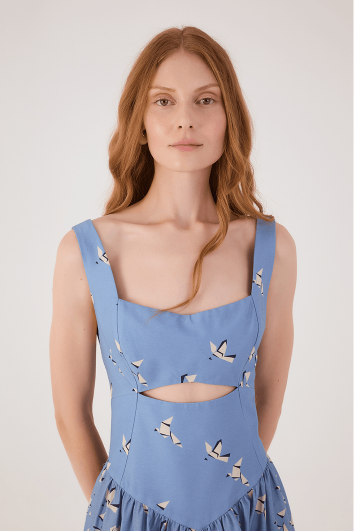 Vestido Cropped Estampa Voo Livre