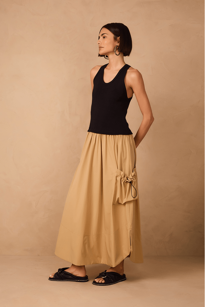 Vestido Malha Com Nylon