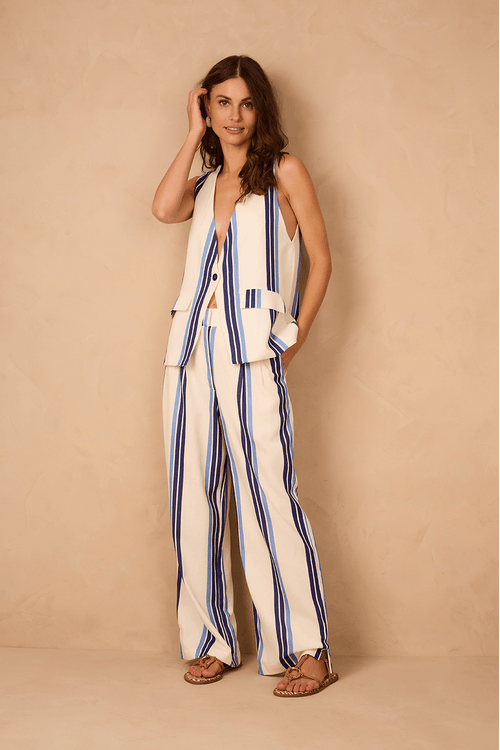 Calça Linho Estampa Listra Joá