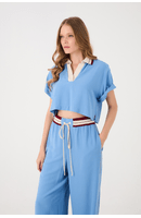 Camisa Cropped Decote Retilínea