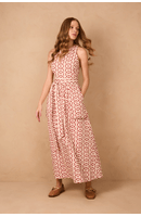 Vestido Midi Tricoline Estampa Cobogós